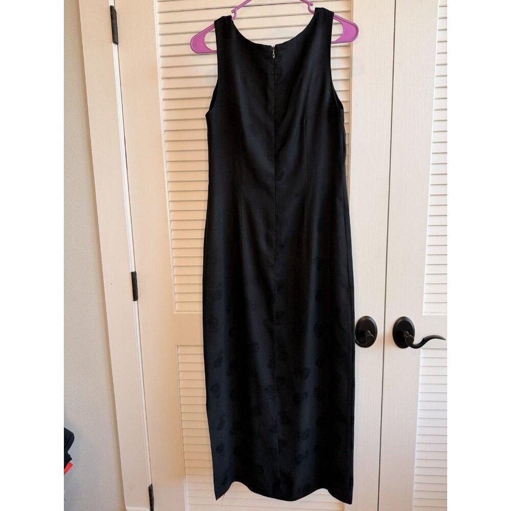 Hilo Hattie Black Sleeveless Midi Dress Hawaii Resort Cruise Vacation Size 6 - Picture 2 of 10